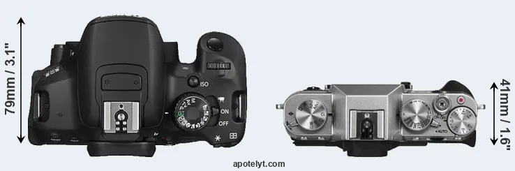 Compare 650D versus X-T10 top