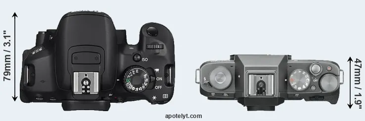 Compare 650D versus X-T100 top