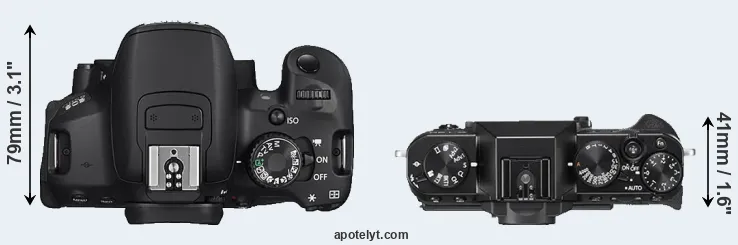 Compare 650D versus X-T20 top