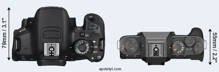 Compare 650D versus X-T200 top
