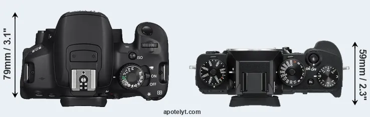 Compare 650D versus X-T3 top