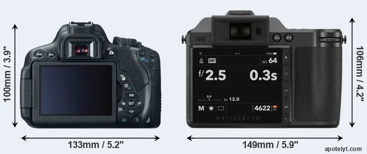 Comparison 650D or X2D 100C rear
