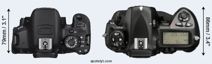 Compare 650D versus D2X top