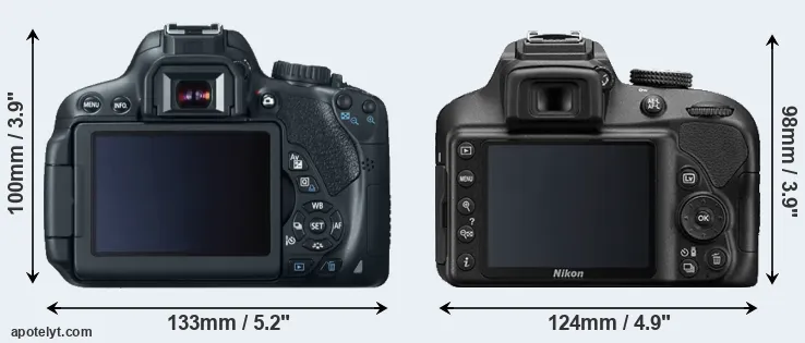 Comparison 650D or D3400 rear