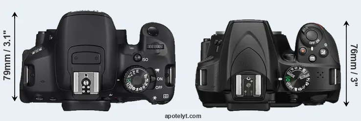 Compare 650D versus D3400 top