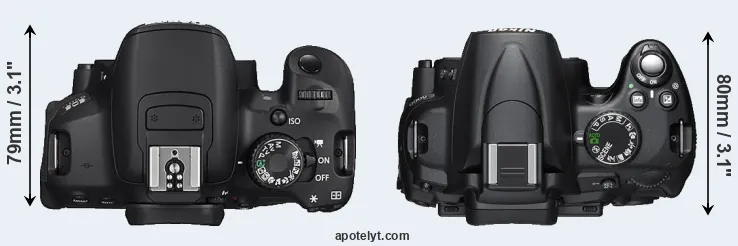 Compare 650D versus D5000 top