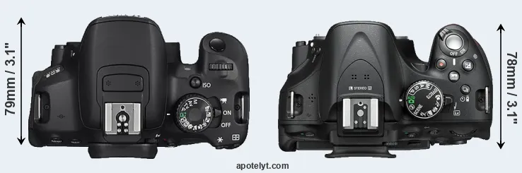Compare 650D versus D5200 top