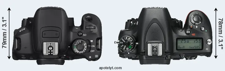Compare 650D versus D750 top