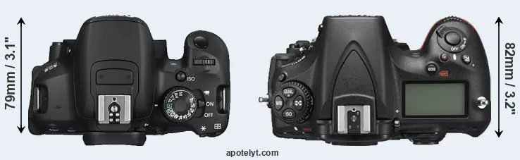 Compare 650D versus D810 top