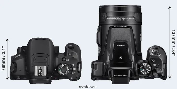 Compare 650D versus P900 top