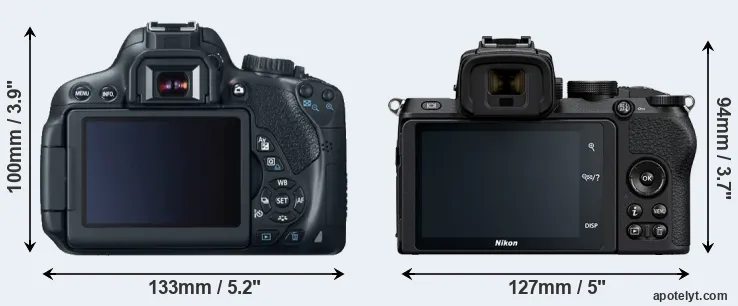 Comparison 650D or Z50 rear