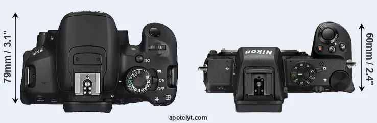 Compare 650D versus Z50 top