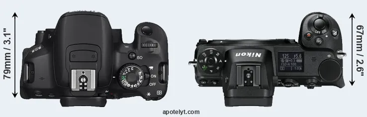 Compare 650D versus Z6 top