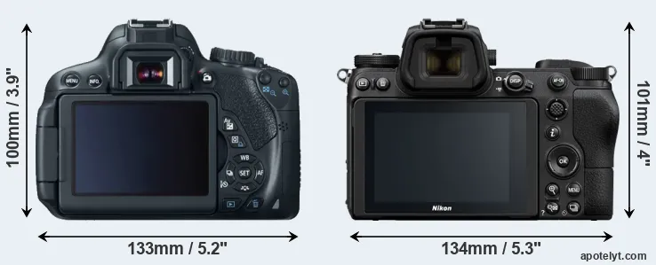 Comparison 650D or Z7 rear