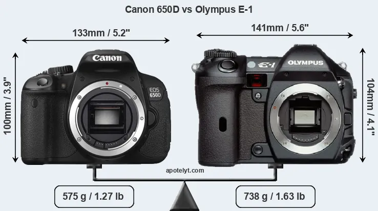Size Canon 650D vs Olympus E-1