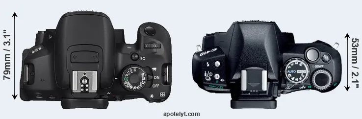 Compare 650D versus E-410 top