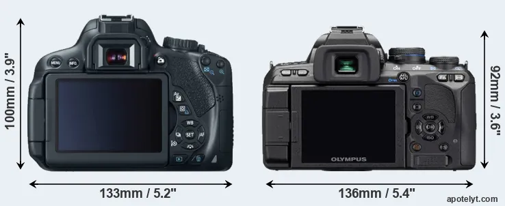 Comparison 650D or E-510 rear