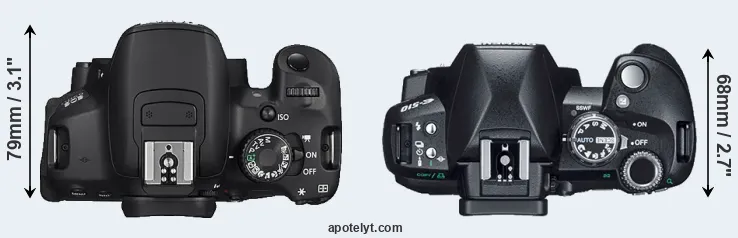 Compare 650D versus E-510 top