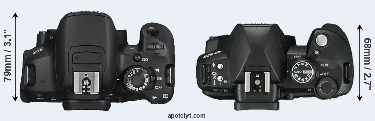 Compare 650D versus E-520 top