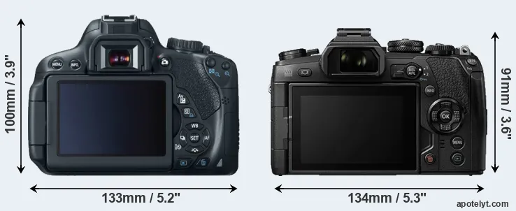 Comparison 650D or E-M1 II rear
