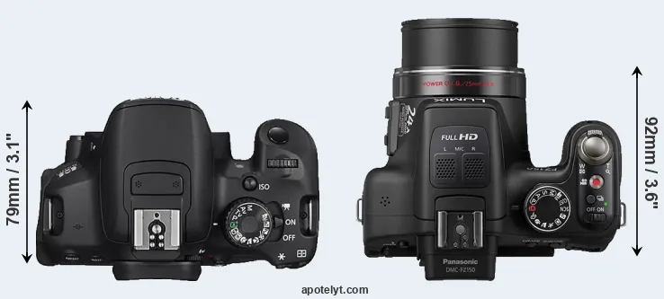 Compare 650D versus FZ150 top