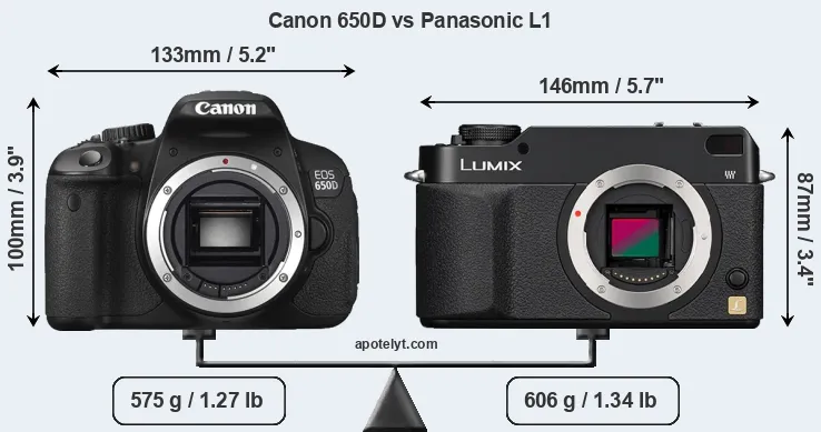 Size Canon 650D vs Panasonic L1