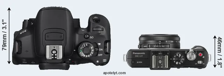 Compare 650D versus LX7 top
