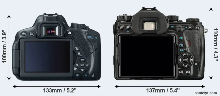 Comparison 650D or K-1 rear