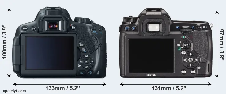 Comparison 650D or K-5 II rear