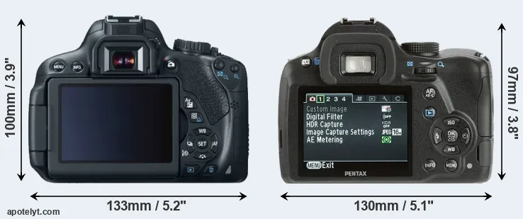 Comparison 650D or K-500 rear