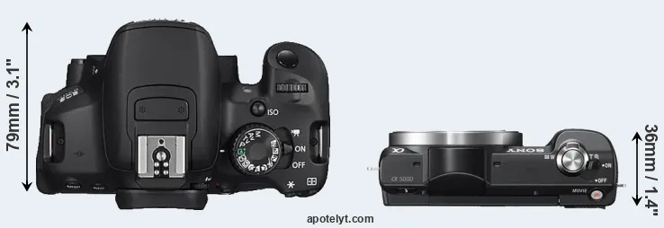 Compare 650D versus A5000 top
