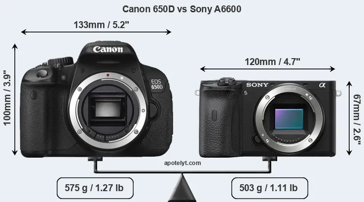 Size Canon 650D vs Sony A6600