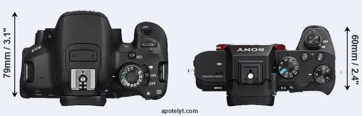 Compare 650D versus A7 II top