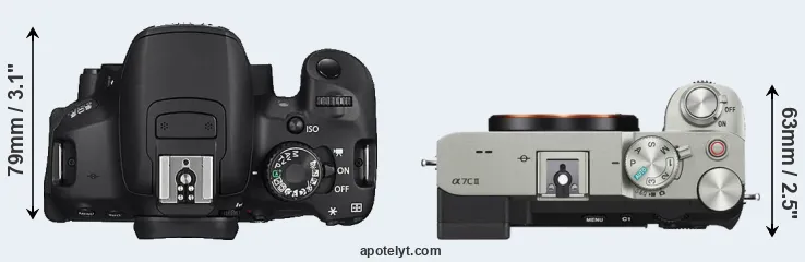 Compare 650D versus A7C II top