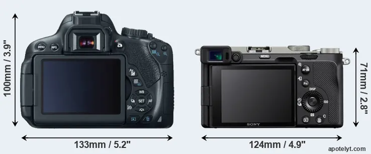 Comparison 650D or A7C rear