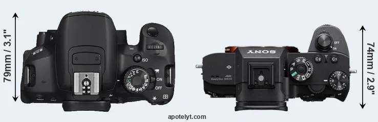 Compare 650D versus A7R III top