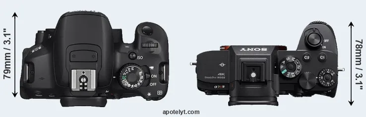 Compare 650D versus A7R IV top
