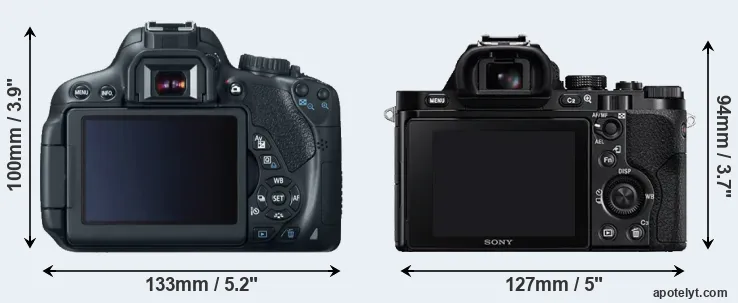 Comparison 650D or A7R rear
