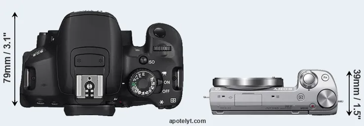 Compare 650D versus NEX-5T top