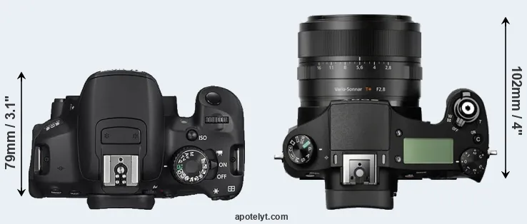 Compare 650D versus RX10 top