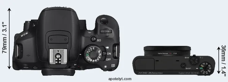 Compare 650D versus RX100 top