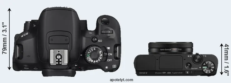 Compare 650D versus RX100 V top