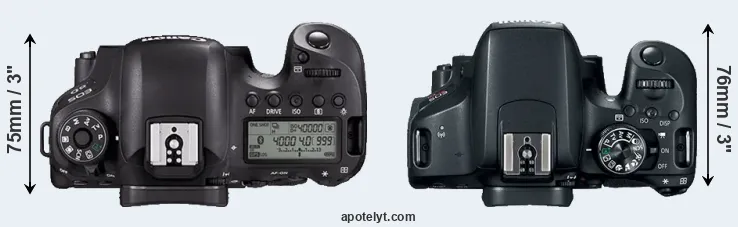Compare 6D Mark II versus 800D top