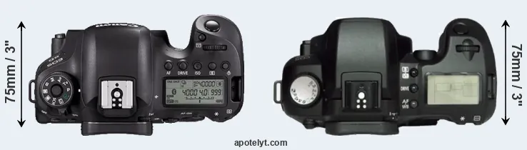 Compare 6D Mark II versus D60 top