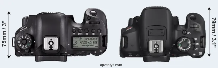 Compare 6D Mark II versus T4i top
