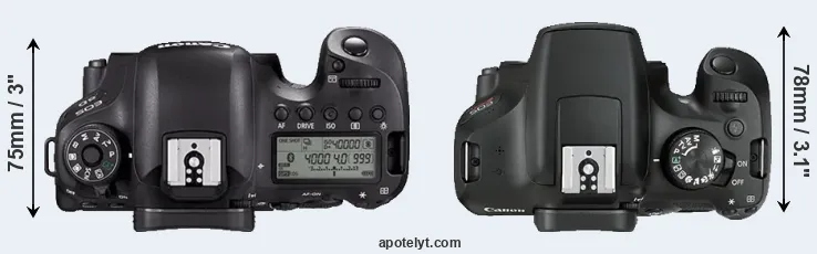 Compare 6D Mark II versus T6 top