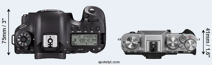 Compare 6D Mark II versus X-T10 top