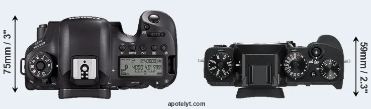 Compare 6D Mark II versus X-T3 top
