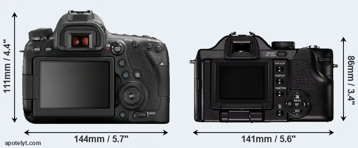 Comparison 6D Mark II or V-LUX 1 rear