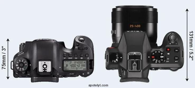 Compare 6D Mark II versus V-LUX Typ 114 top